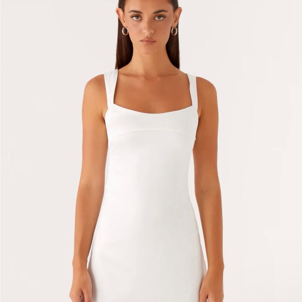 Peppermayo Odette White Satin Mini Dress